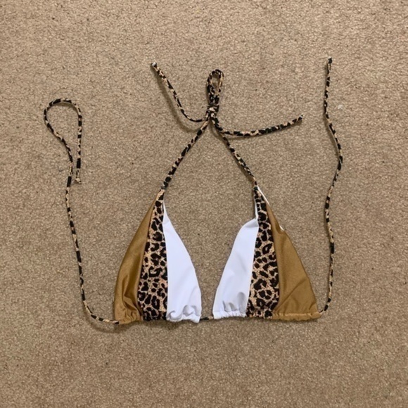 Color block white and leopard bikini top and bottom Size Large - Picture 4 of 12